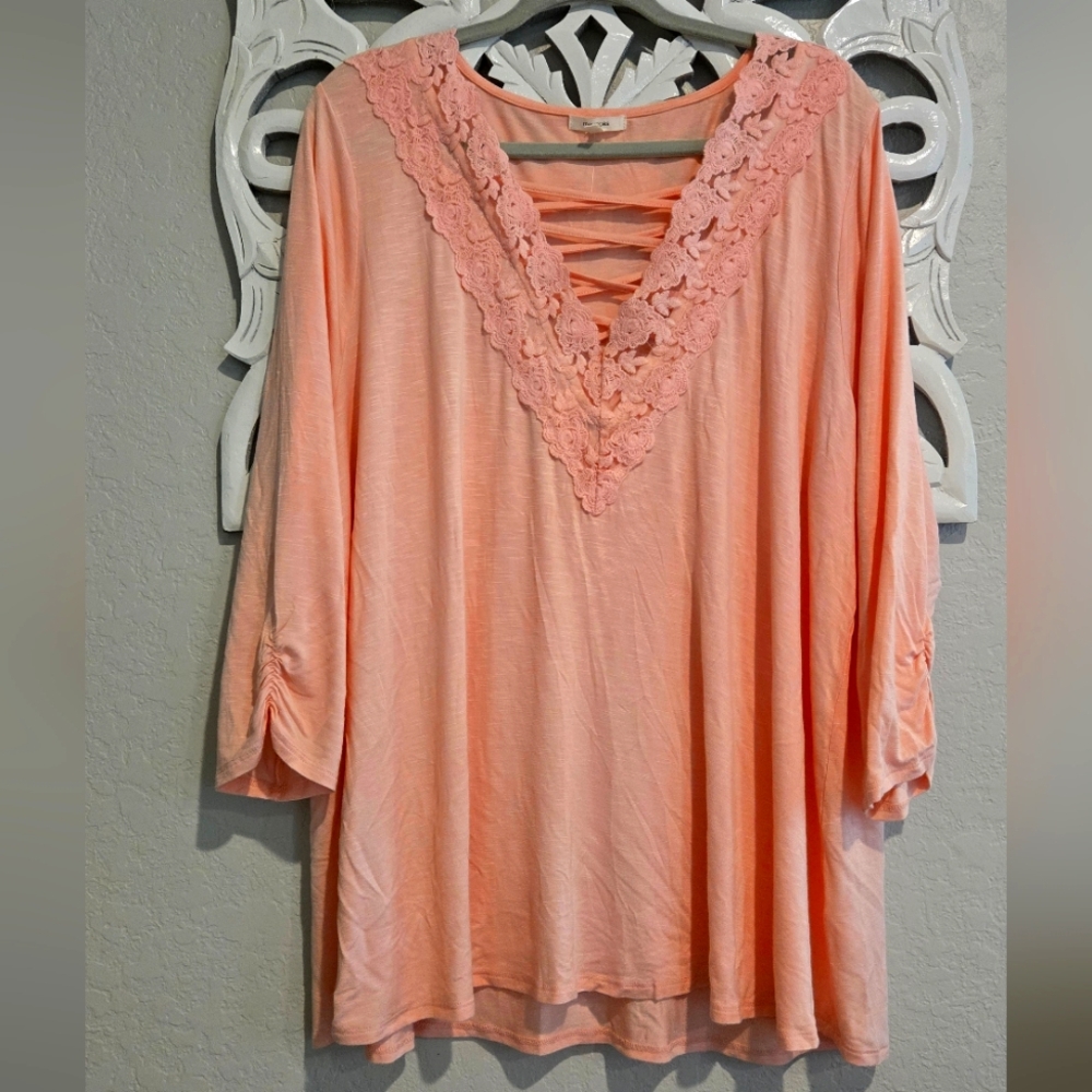 Maurices Soft Pink Strappy Lace V-Neck - 2